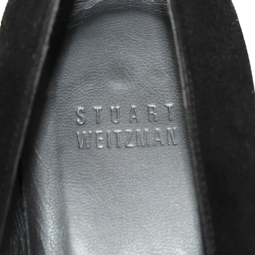 Stuart Weitzman Size 9M Black Suede Leather Madeline Buckle Detail Kitten Heels - Picture 11 of 11